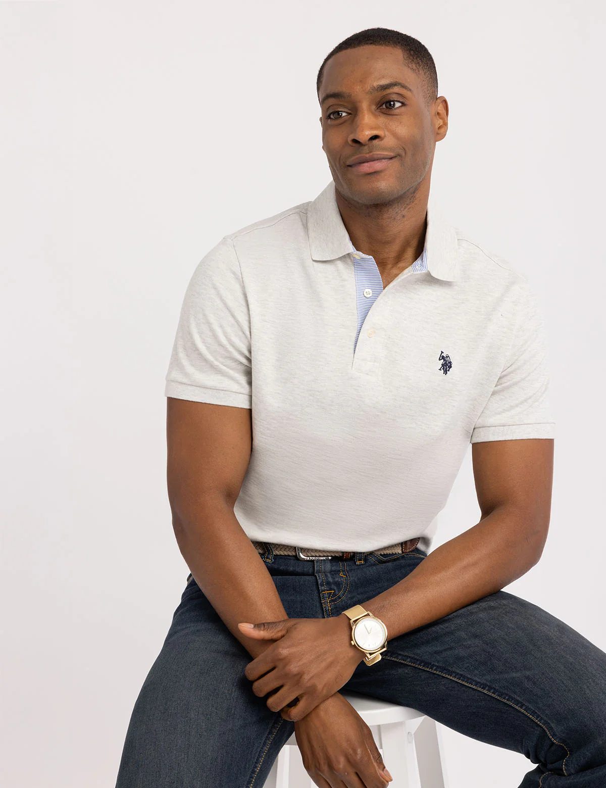 SOLID INTERLOCK POLO SHIRT WITH WOVEN TRIM - Image 12