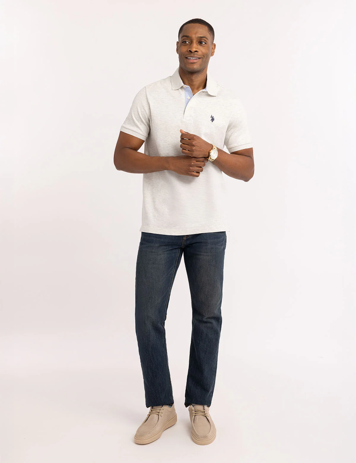 SOLID INTERLOCK POLO SHIRT WITH WOVEN TRIM - Image 14