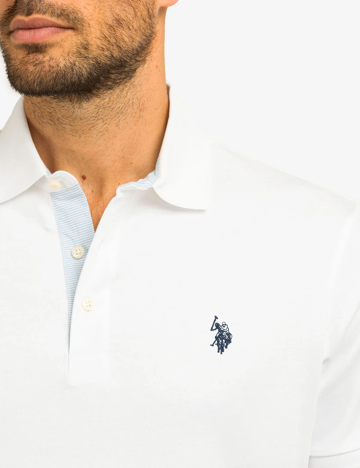 SOLID INTERLOCK POLO SHIRT WITH WOVEN TRIM - Image 3
