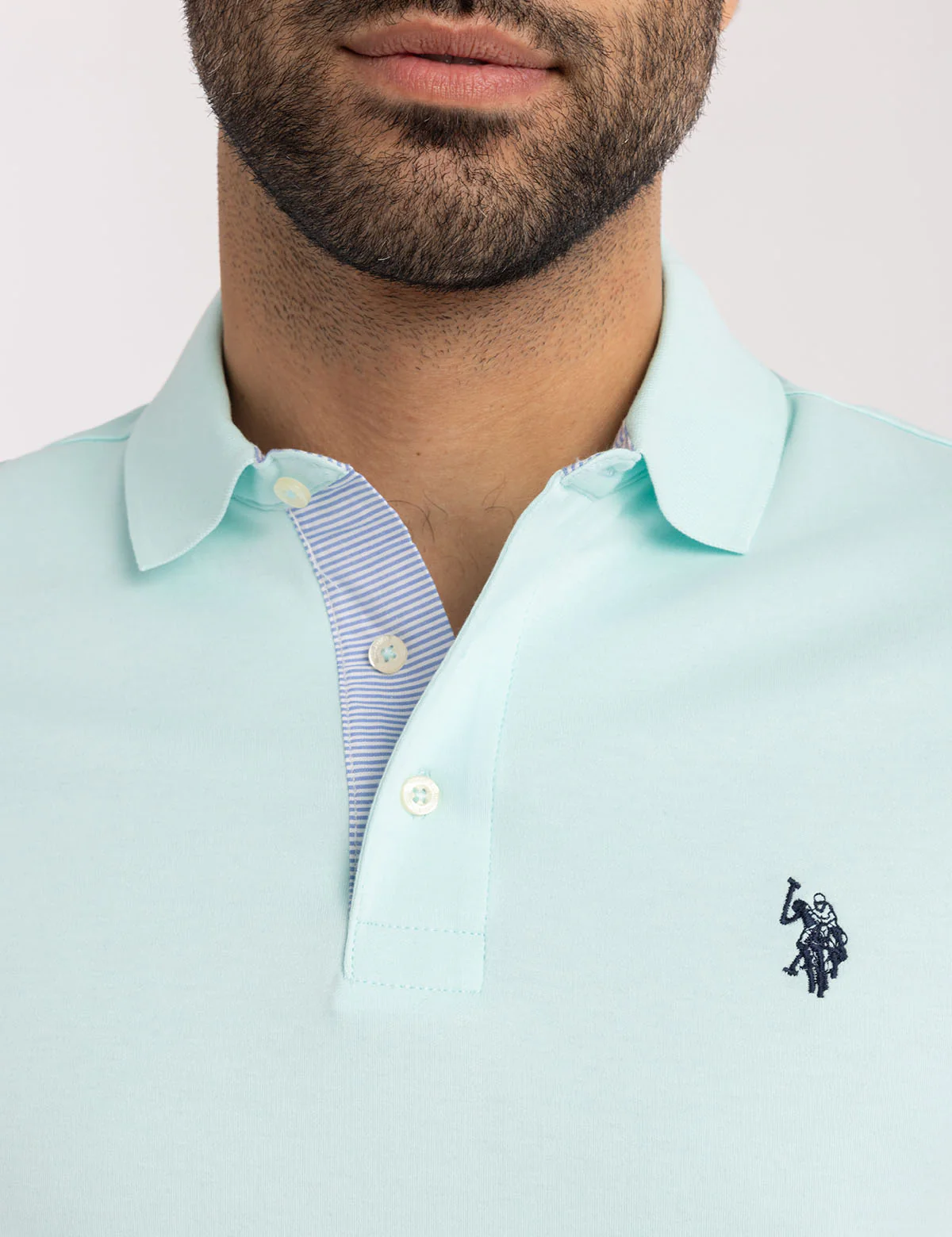 SOLID INTERLOCK POLO SHIRT WITH WOVEN TRIM - Image 10