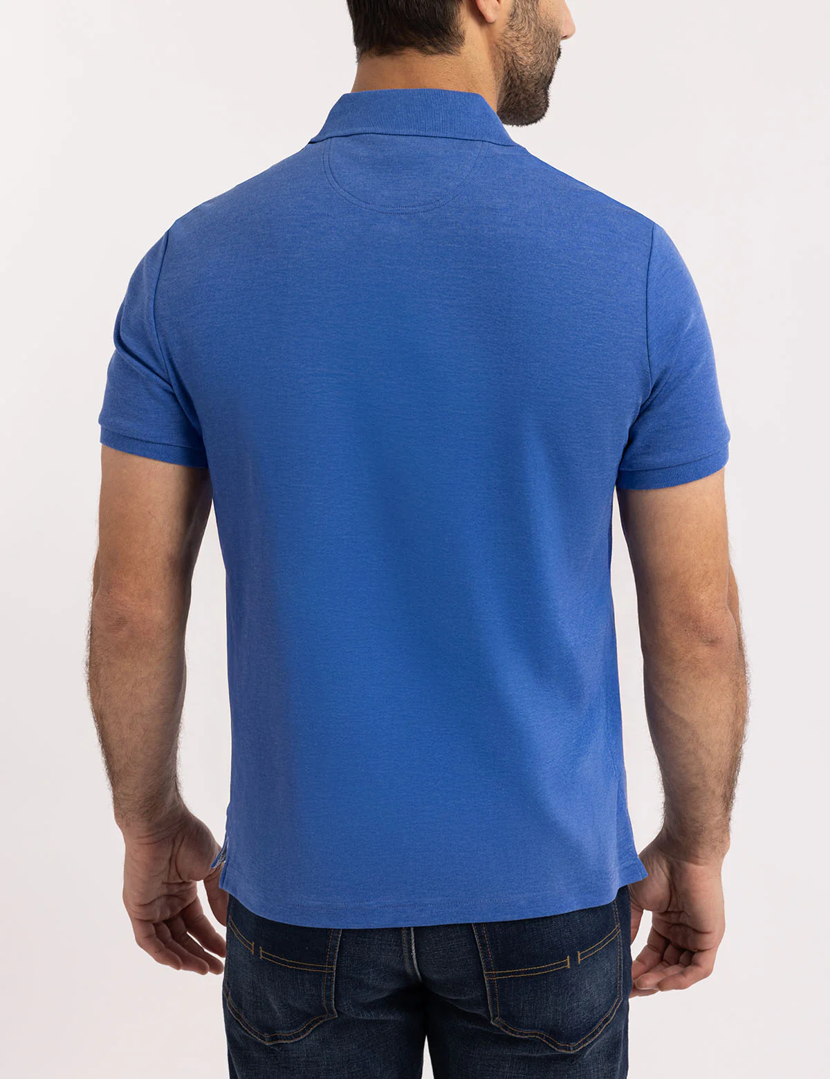 SOLID INTERLOCK POLO SHIRT WITH WOVEN TRIM - Image 4