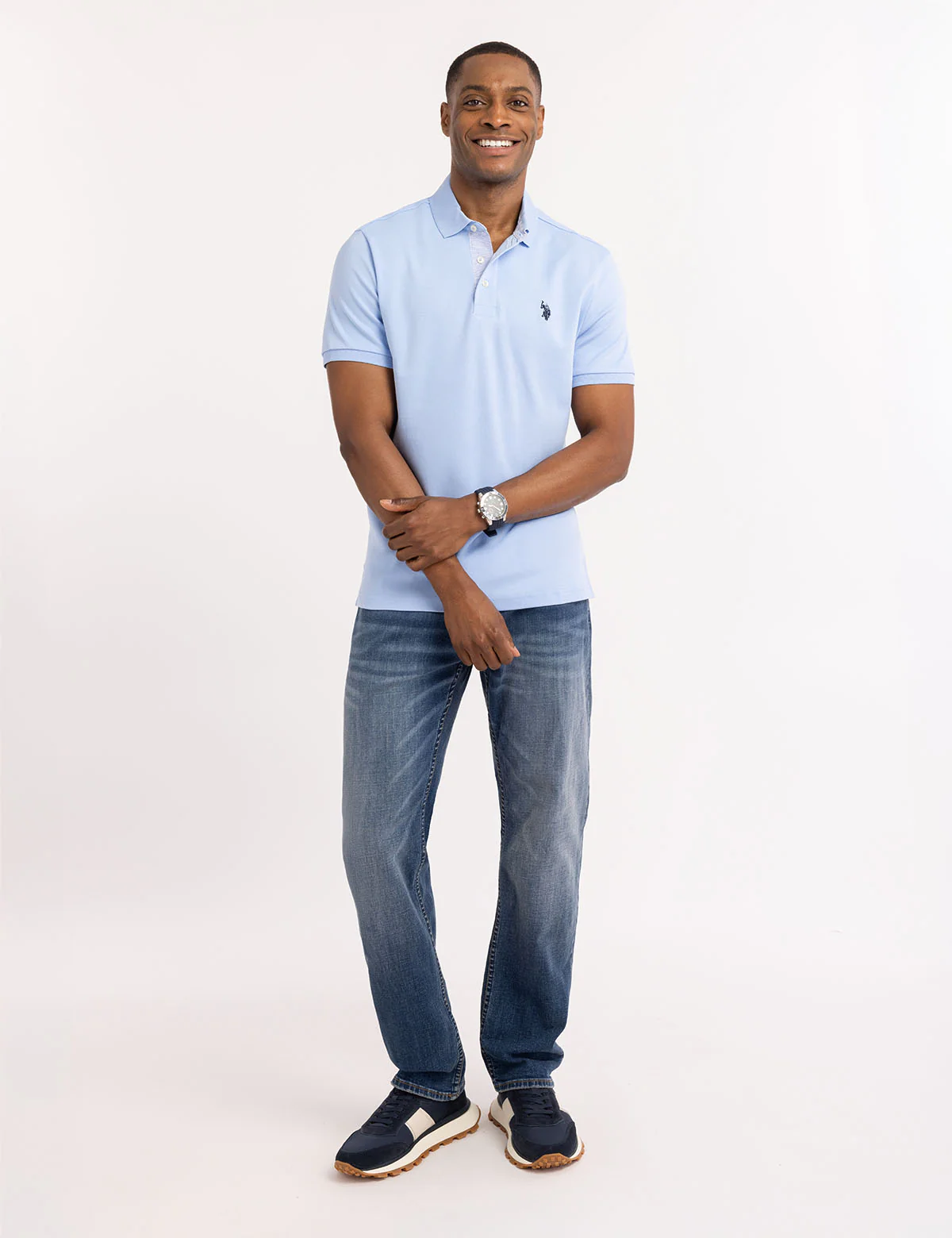 SOLID INTERLOCK POLO SHIRT WITH WOVEN TRIM - Image 6