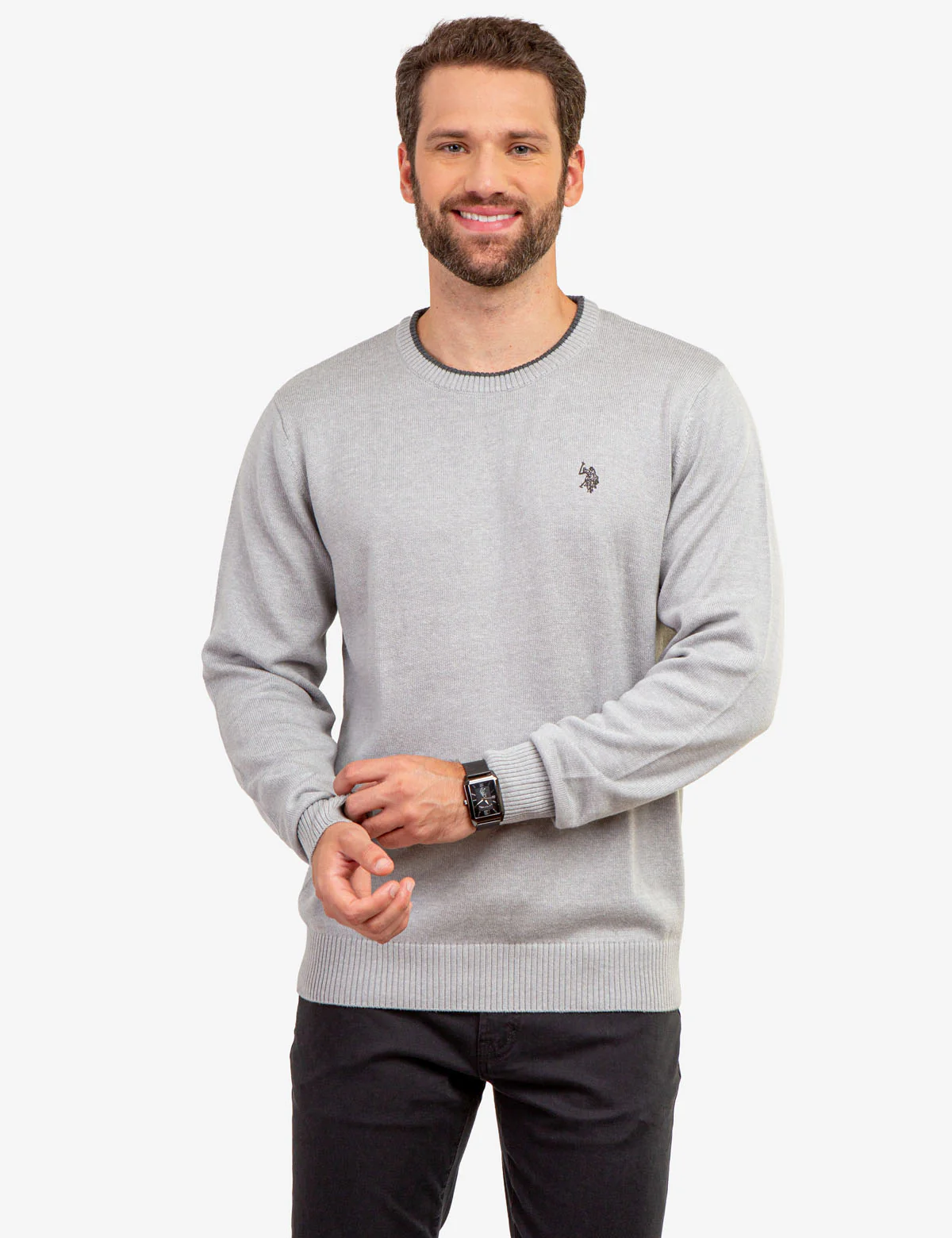 SOLID JERSEY CREW NECK SWEATER