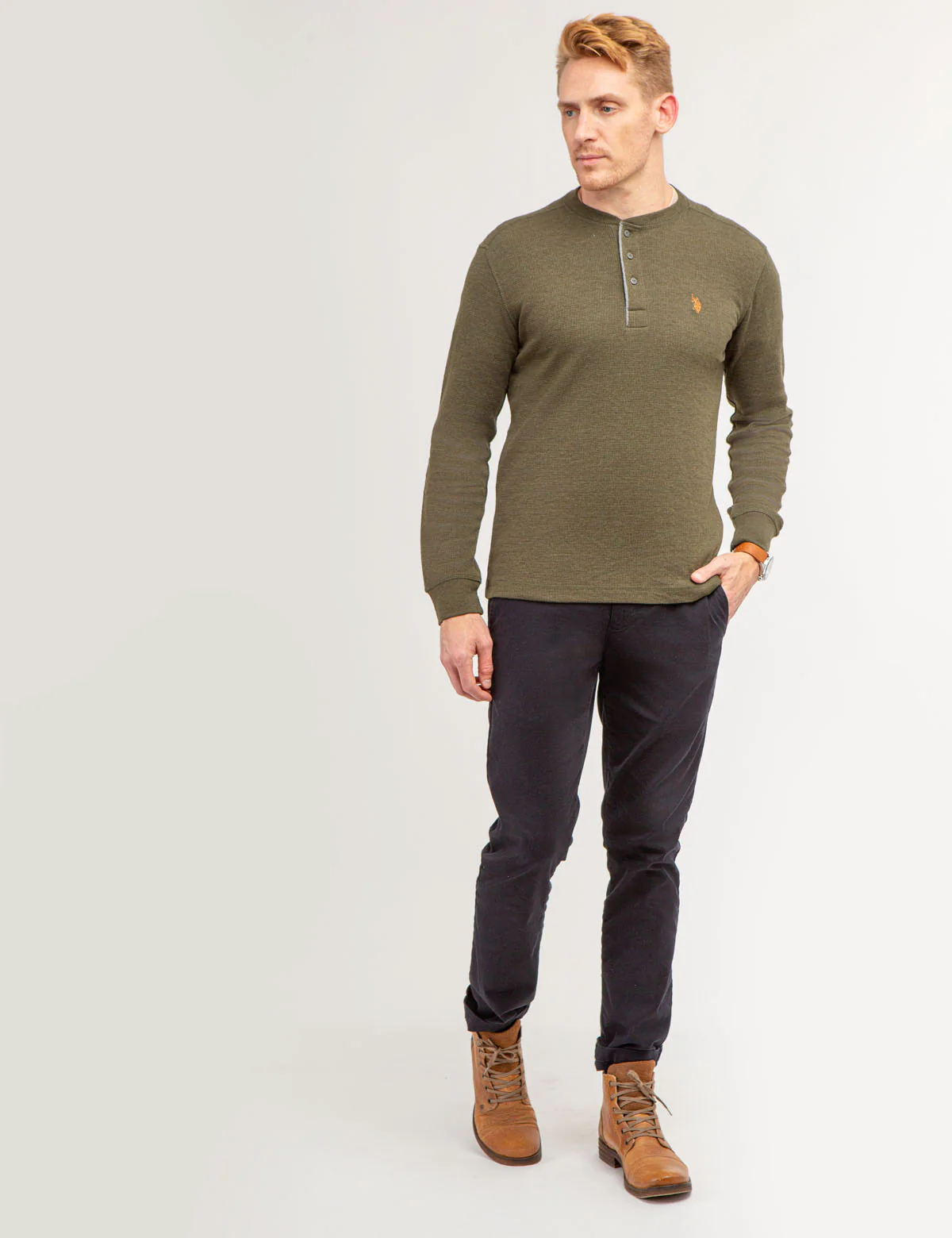 SOLID LONG SLEEVE THERMAL HENLEY - Image 2