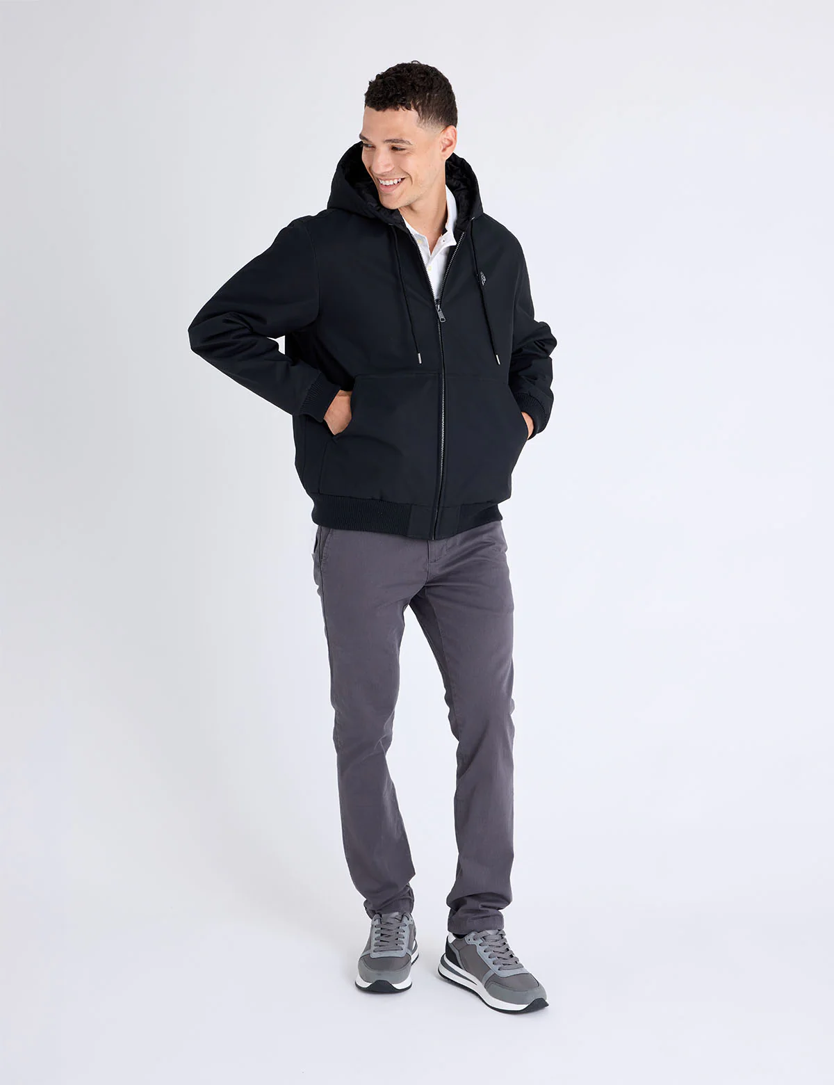 SOLID MIDWEIGHT HOODED JACKET - Image 8