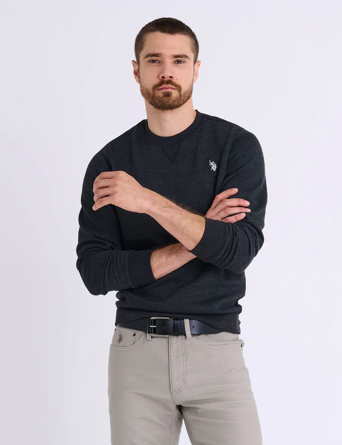 SOLID PEACHED FLEECE CREW NECK PULLOVER