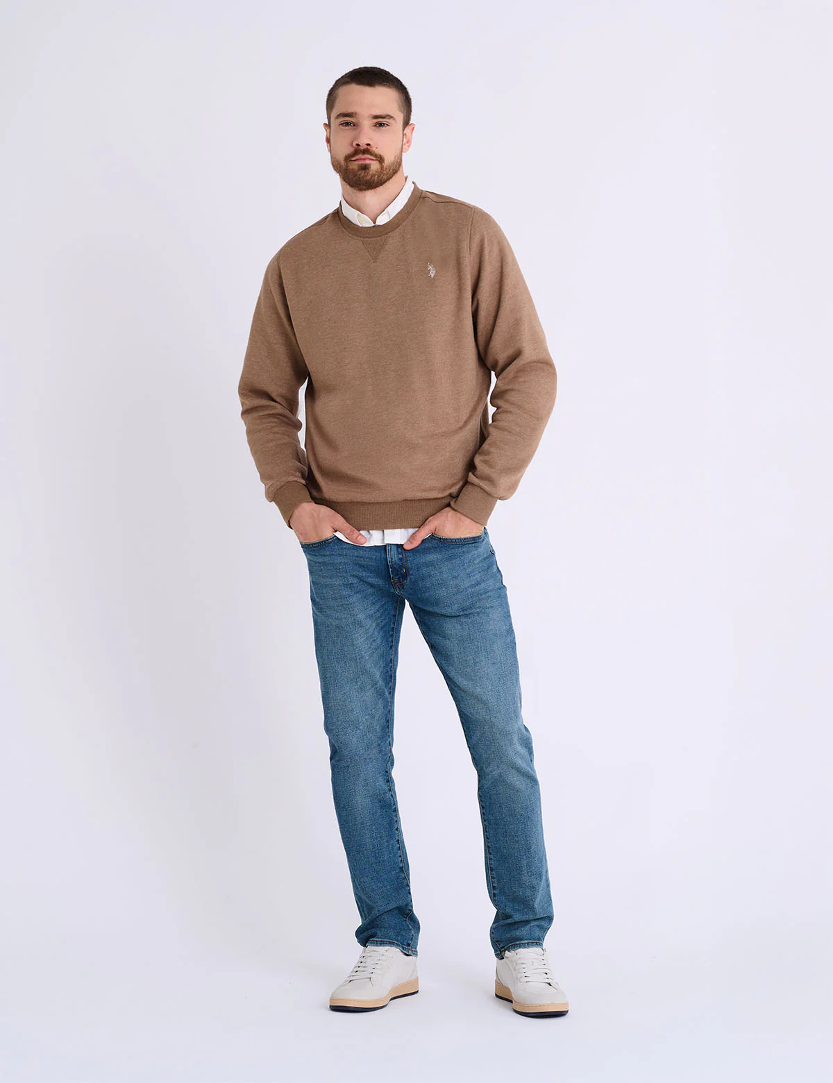 SOLID PEACHED FLEECE CREW NECK PULLOVER - Image 12
