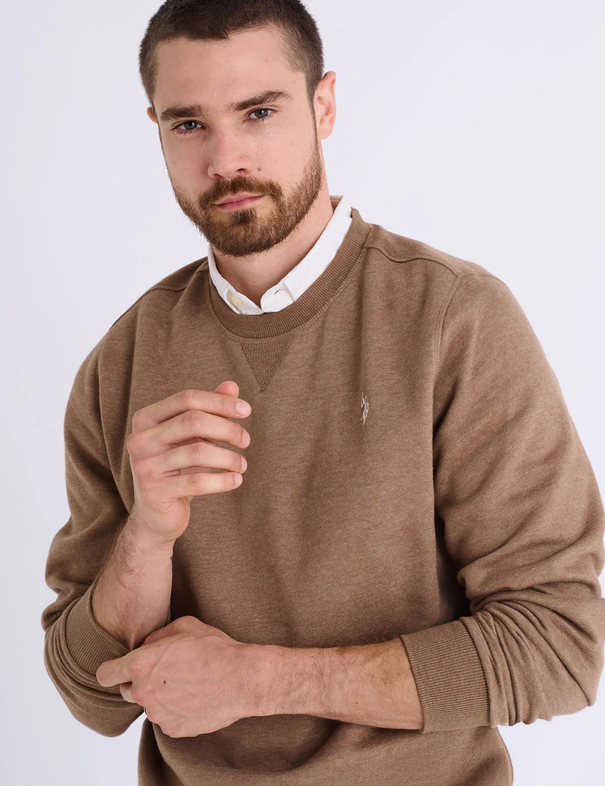 SOLID PEACHED FLEECE CREW NECK PULLOVER - Image 7