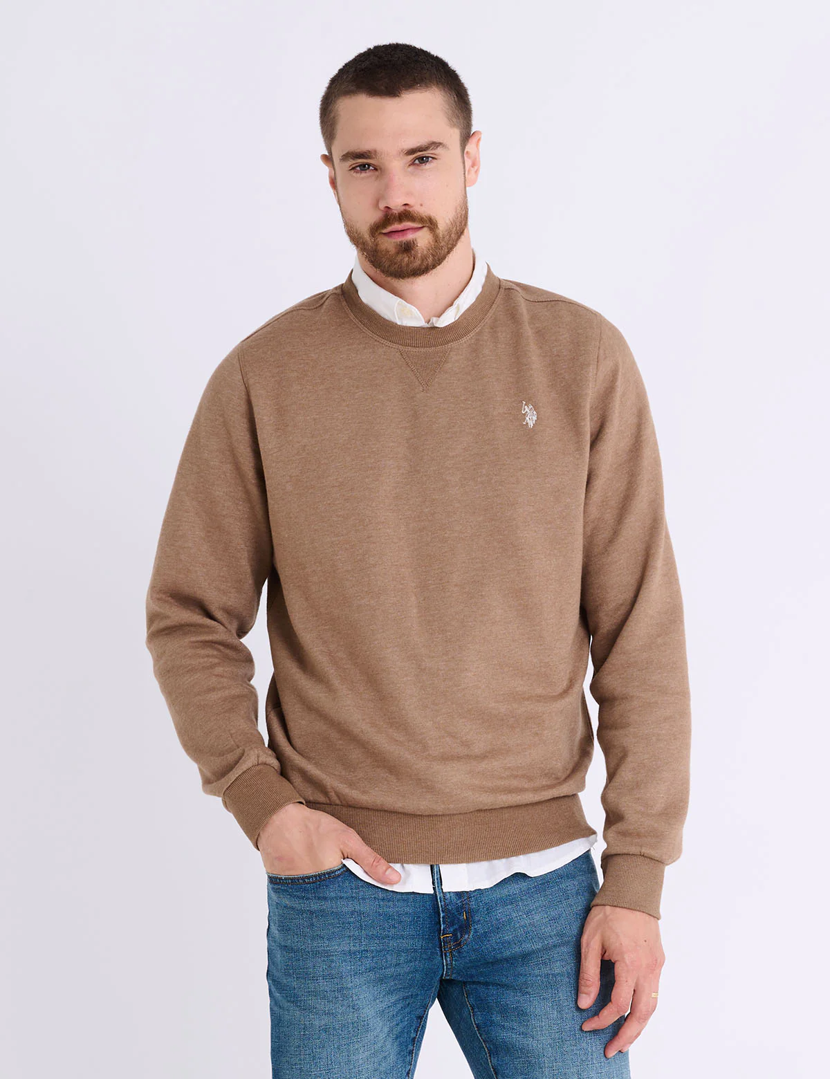 SOLID PEACHED FLEECE CREW NECK PULLOVER - Image 8