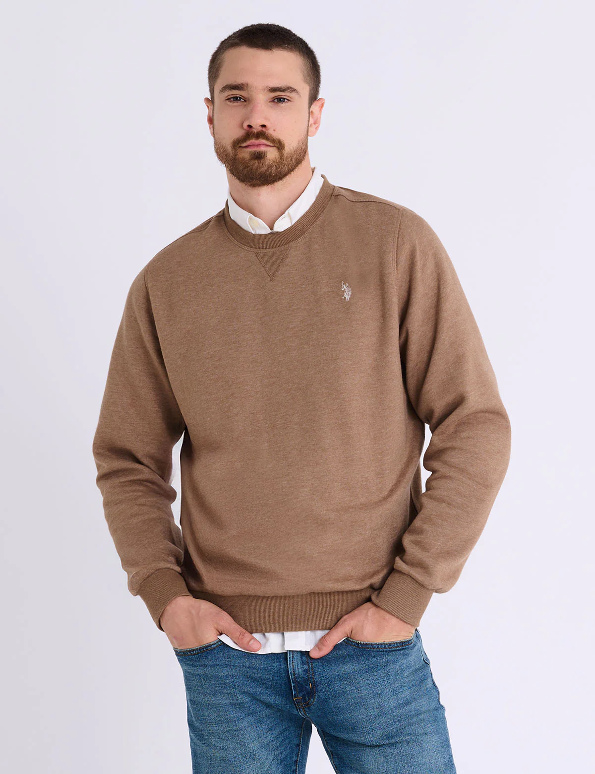 SOLID PEACHED FLEECE CREW NECK PULLOVER - Image 9