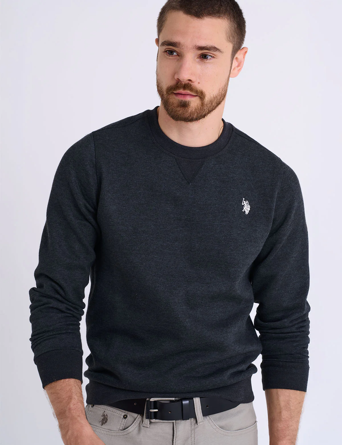SOLID PEACHED FLEECE CREW NECK PULLOVER - Image 2