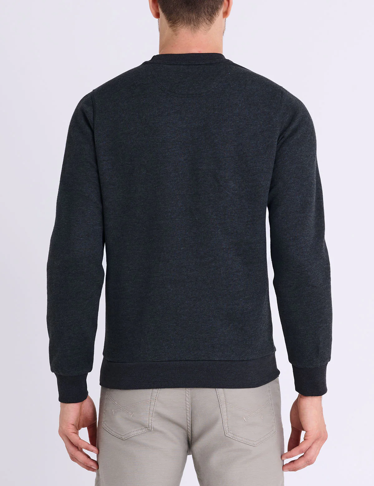 SOLID PEACHED FLEECE CREW NECK PULLOVER - Image 6