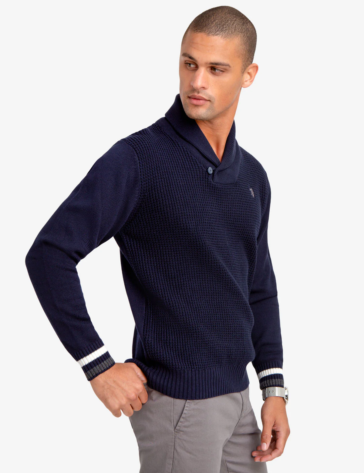 SOLID SHAWL COLLAR SWEATER - Image 3