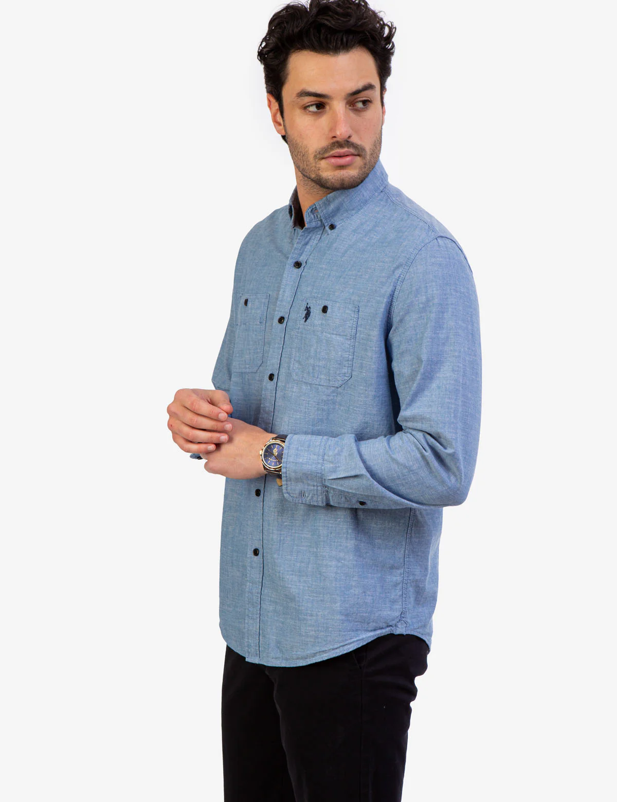 SOLID SLUB CANVAS LONG SLEEVE SHIRT - Image 3