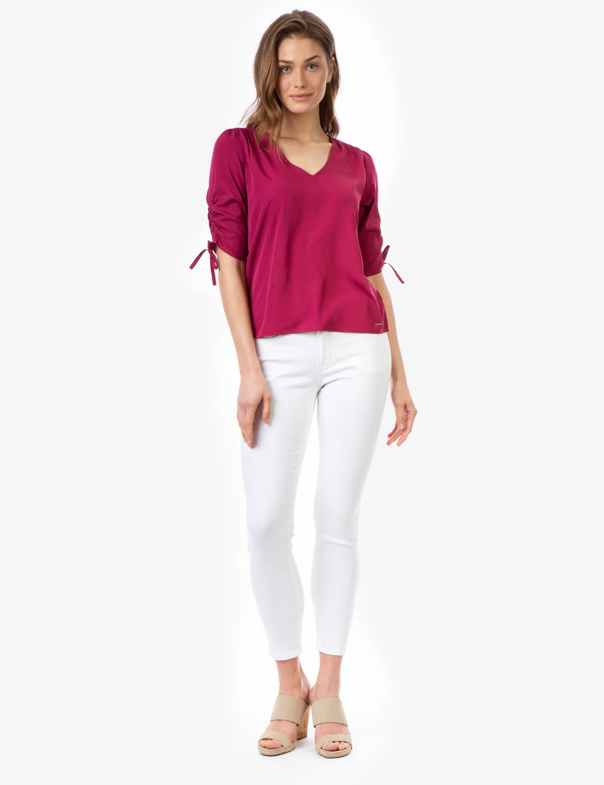 SOLID TIE SLEEVE TOP - Image 2