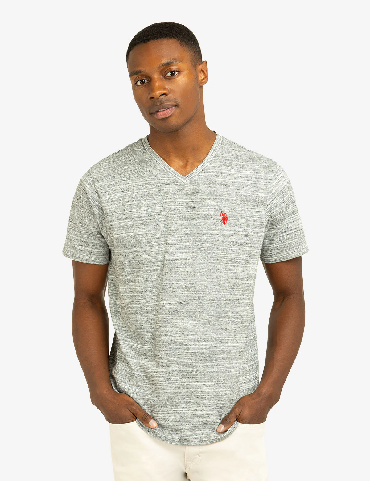 SPACE DYE JERSEY V-NECK T-SHIRT - Image 5