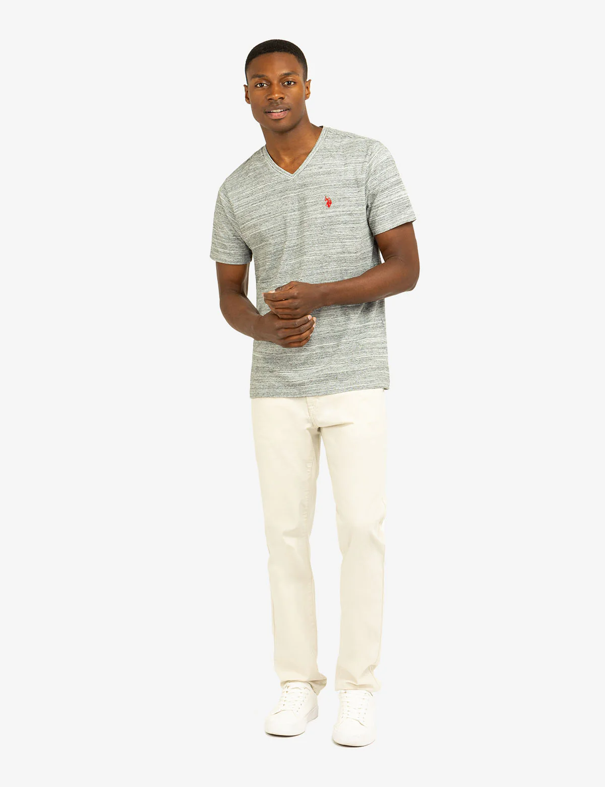 SPACE DYE JERSEY V-NECK T-SHIRT - Image 7