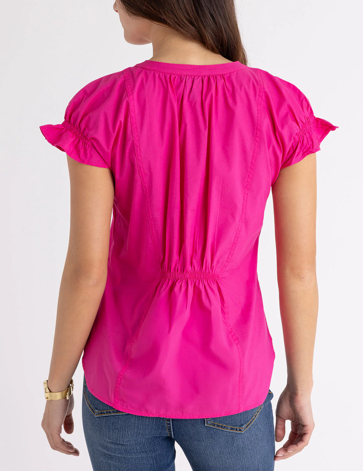 SPLIT NECK FLUTTER SLEEVE POPOVER TOP - Image 8