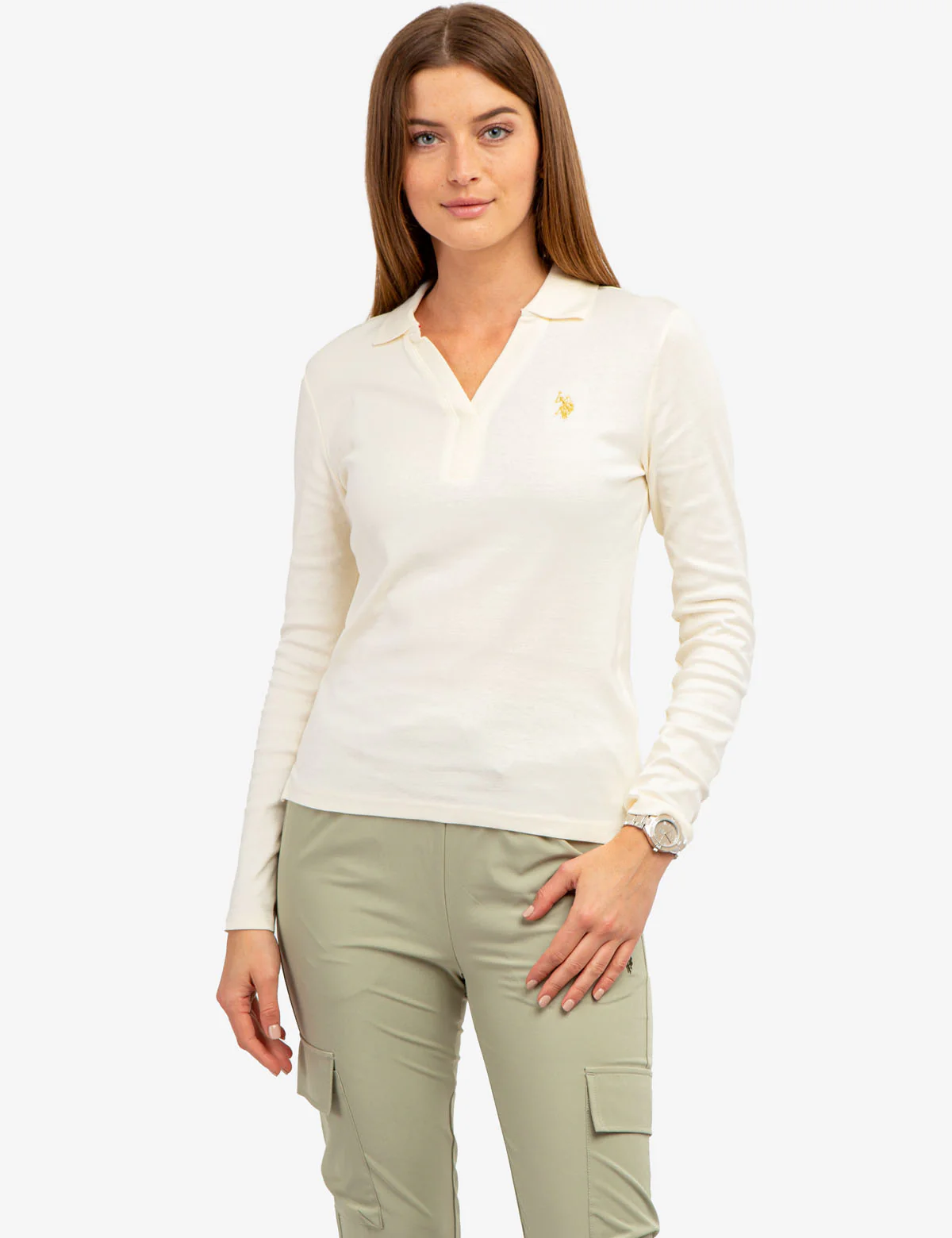 SPLIT NECK RIBBED LONG SLEEVE POLO SHIRT - Image 10