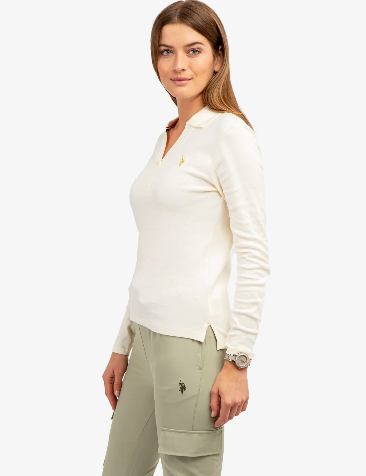 SPLIT NECK RIBBED LONG SLEEVE POLO SHIRT - Image 12