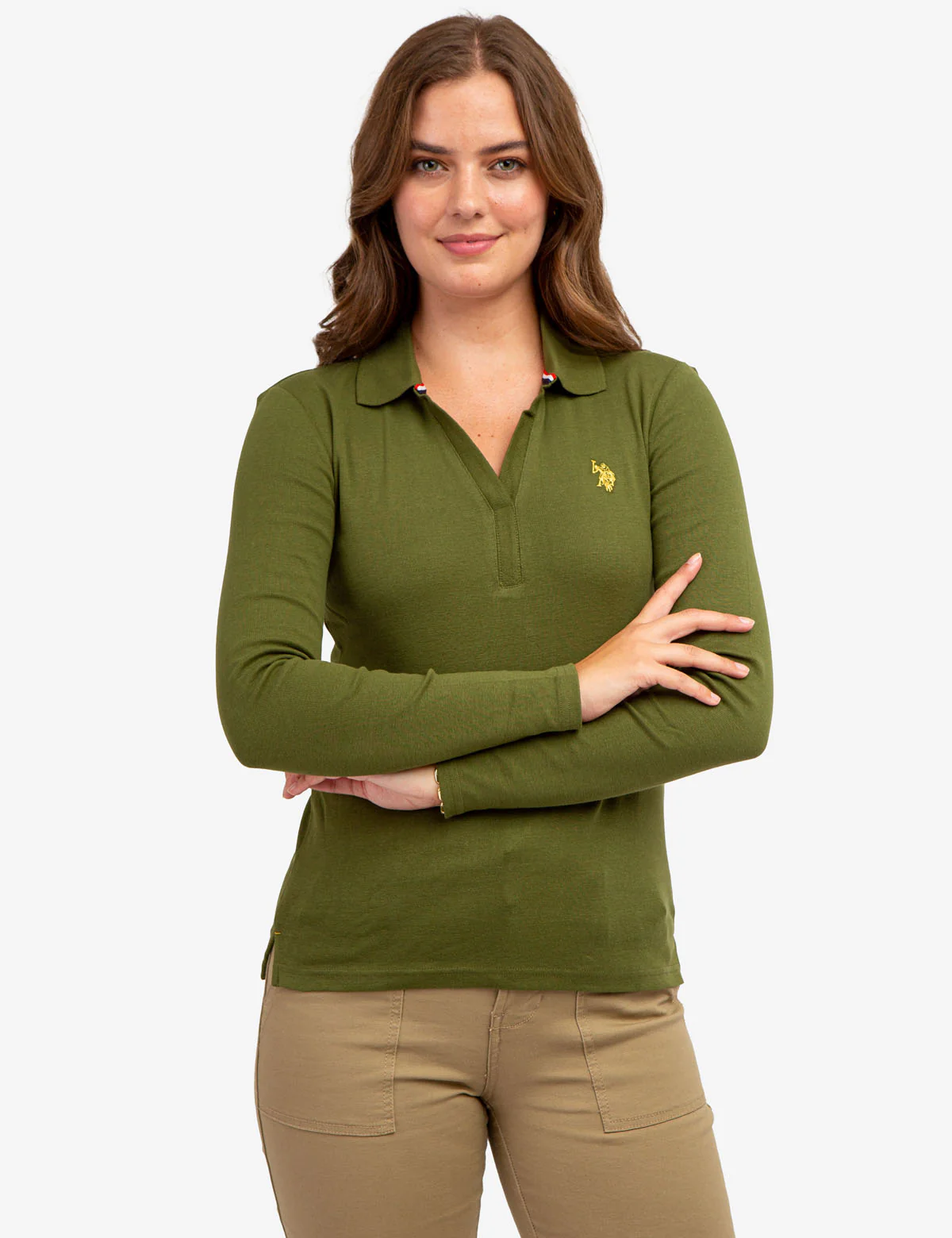 SPLIT NECK RIBBED LONG SLEEVE POLO SHIRT - Image 20