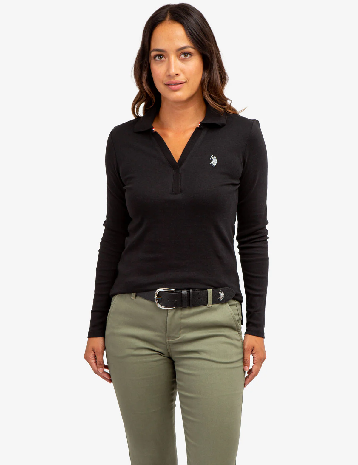 SPLIT NECK RIBBED LONG SLEEVE POLO SHIRT - Image 23