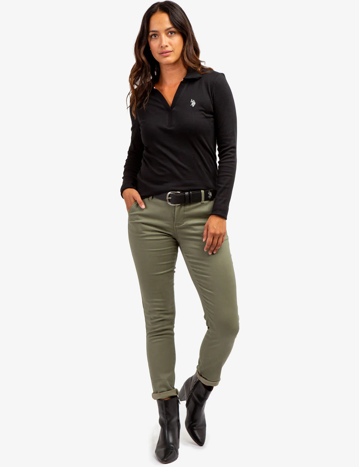 SPLIT NECK RIBBED LONG SLEEVE POLO SHIRT - Image 24