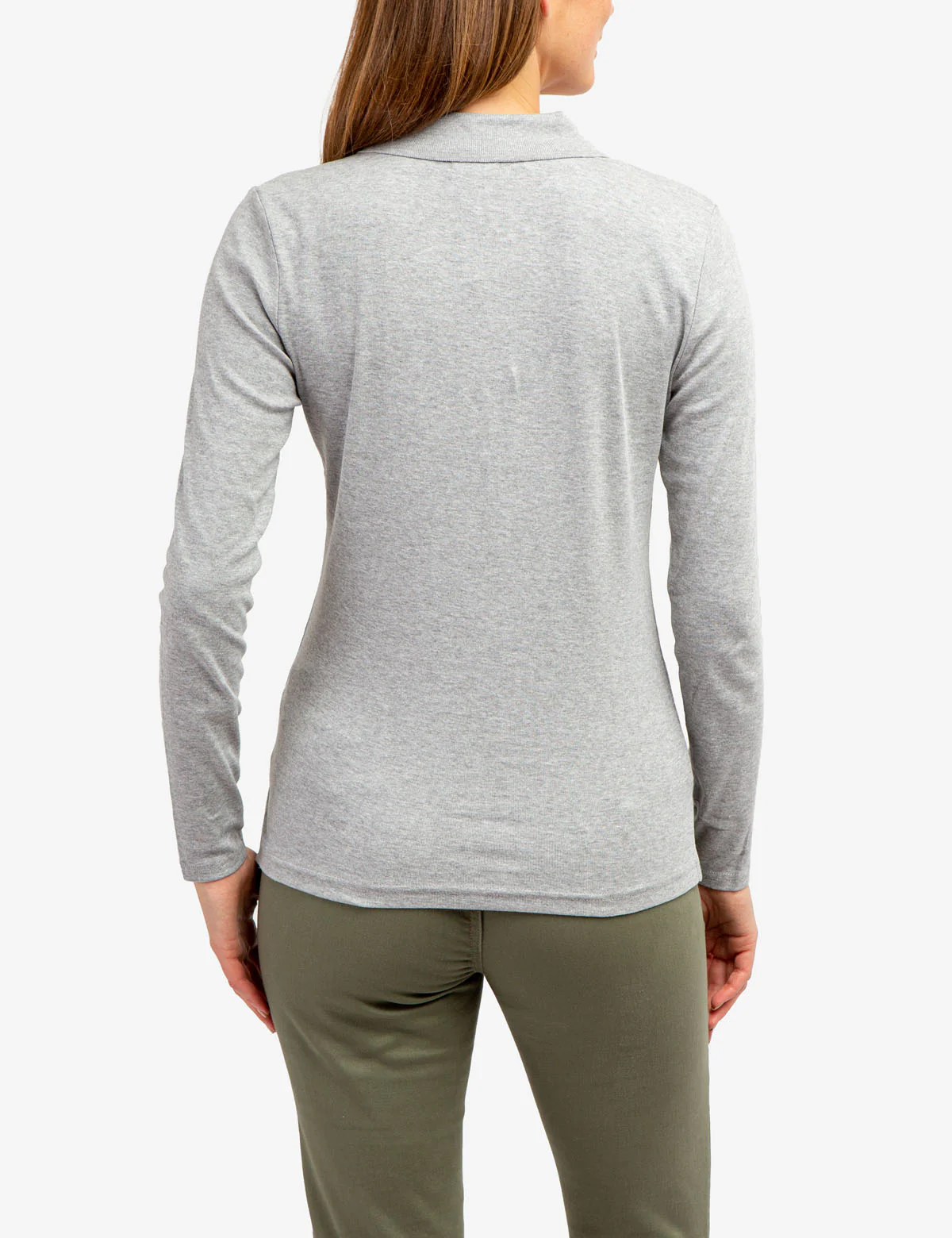 SPLIT NECK RIBBED LONG SLEEVE POLO SHIRT - Image 9