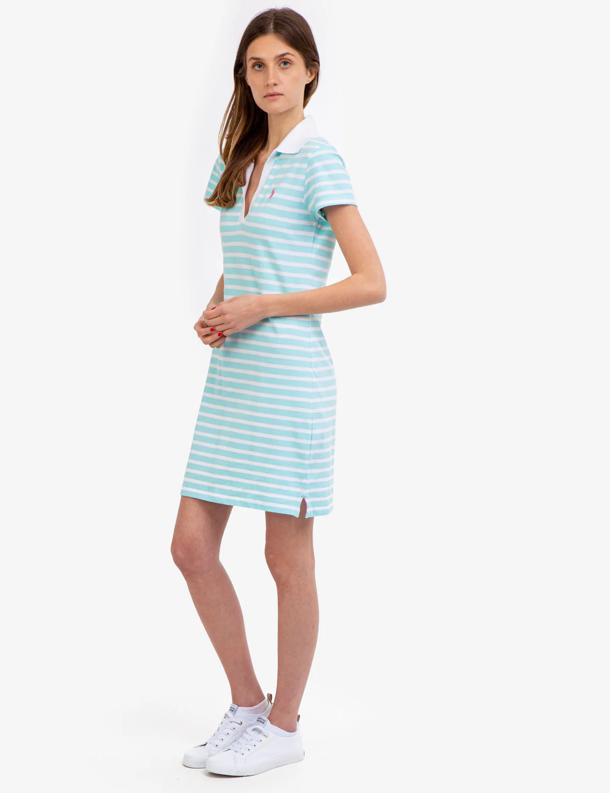 SPLIT NECK STRIPE POLO DRESS - Image 4