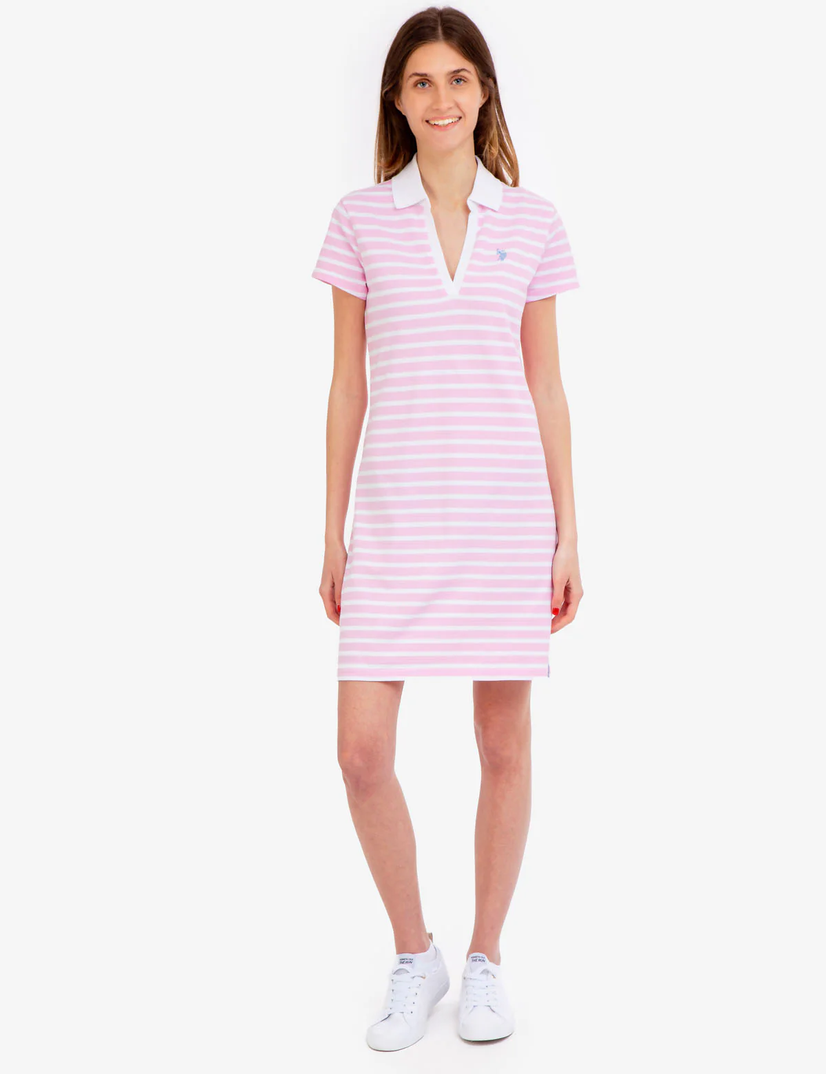 SPLIT NECK STRIPE POLO DRESS - Image 6