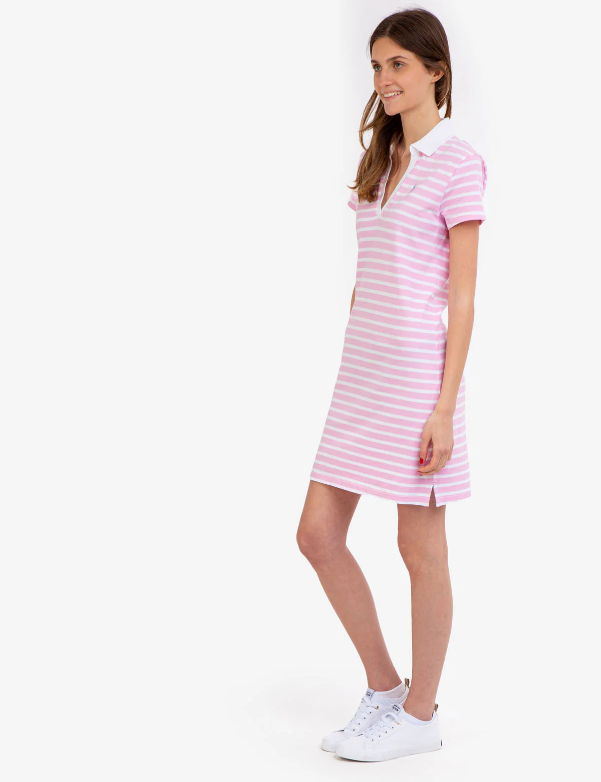 SPLIT NECK STRIPE POLO DRESS - Image 7