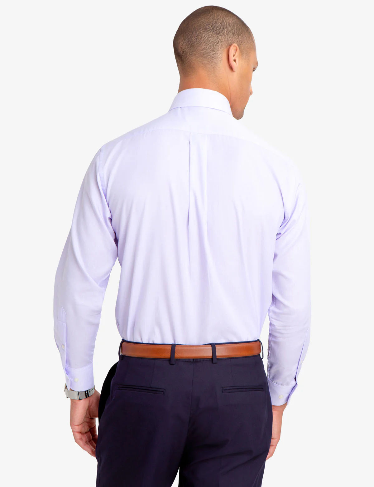 SPREAD COLLAR SOLID HERRINGBONE DRESS SHIRT - Image 10