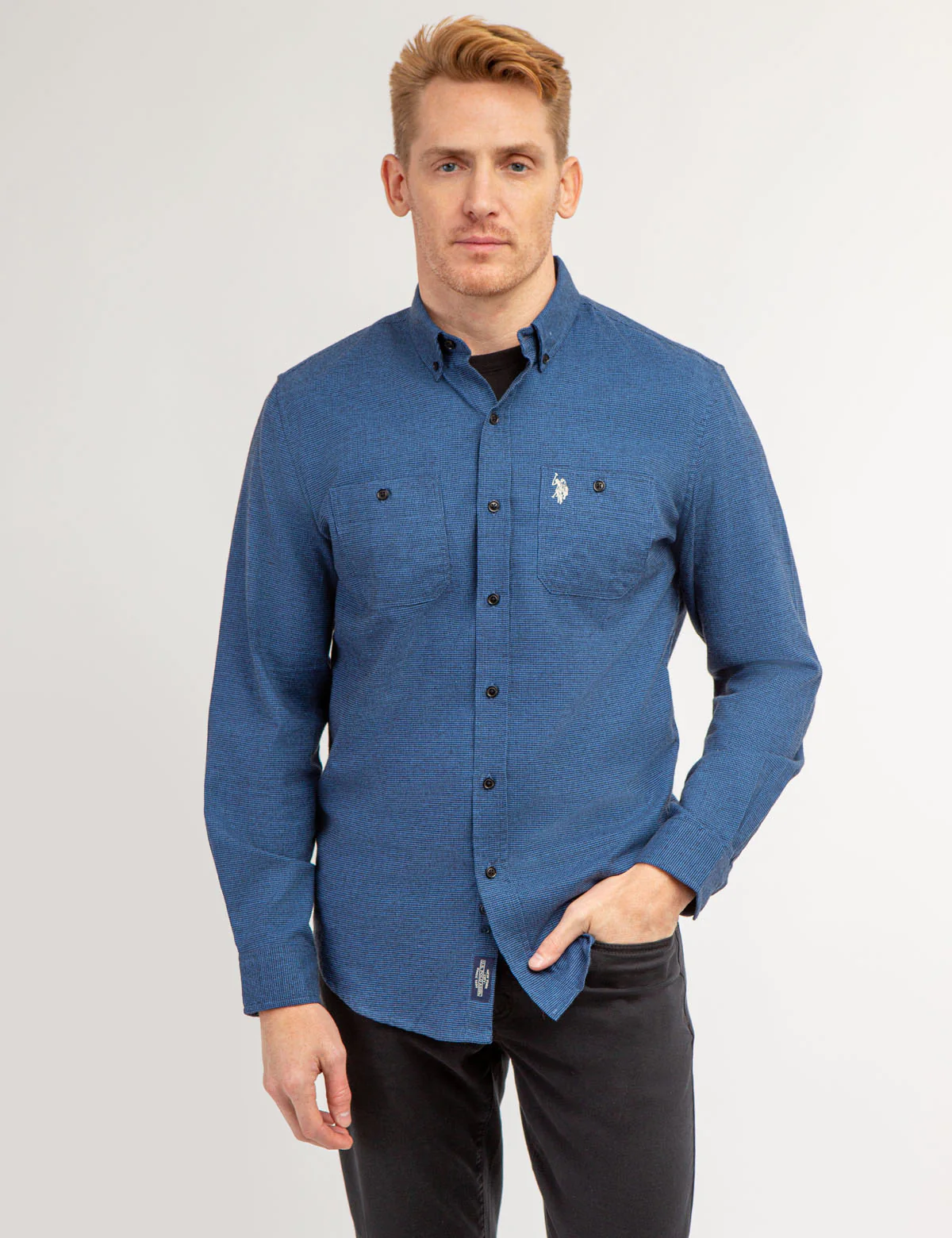 STRETCH PEACHED TWILL SHIRT WITH CHEST POCKETS - Image 4