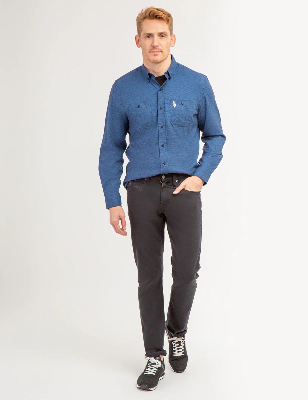 STRETCH PEACHED TWILL SHIRT WITH CHEST POCKETS - Image 5