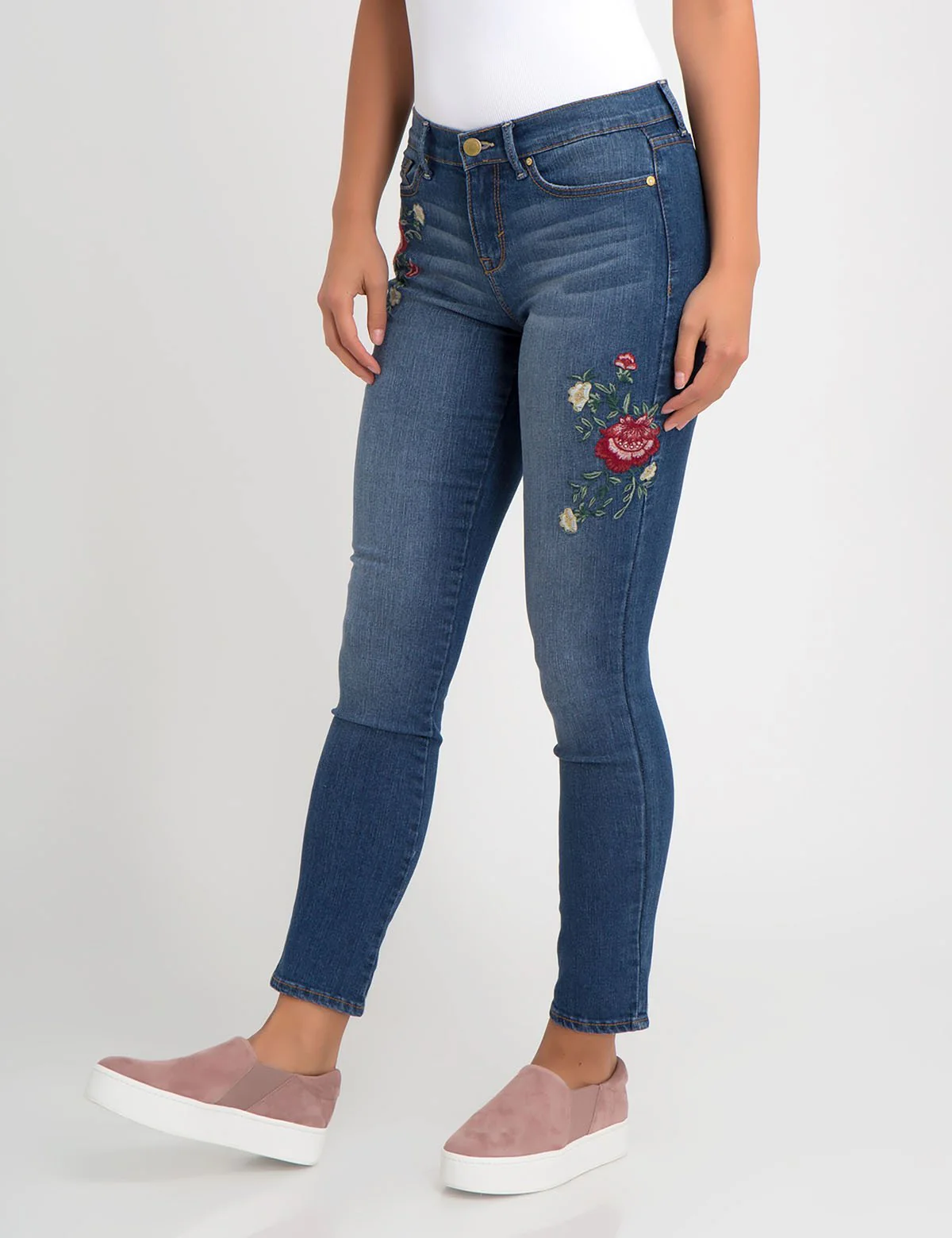 STRETCH SKINNY FIT FLORAL EMBROIDERED JEAN