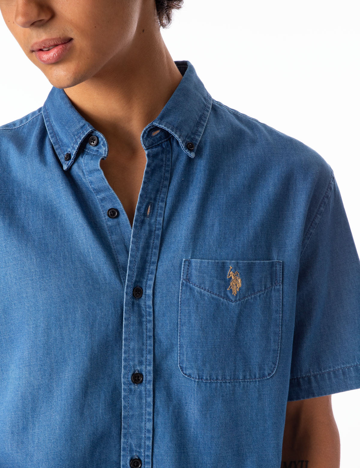 LIGHT WASH SLIM DENIM SHIRT - Image 10