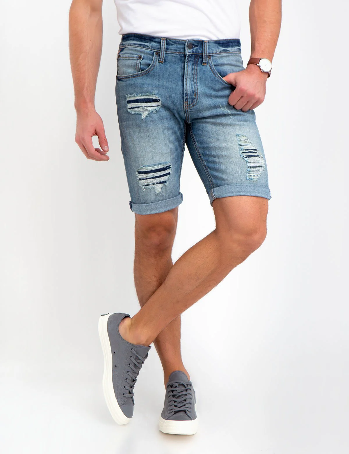 STRETCH SLIM DENIM SHORTS - Image 5