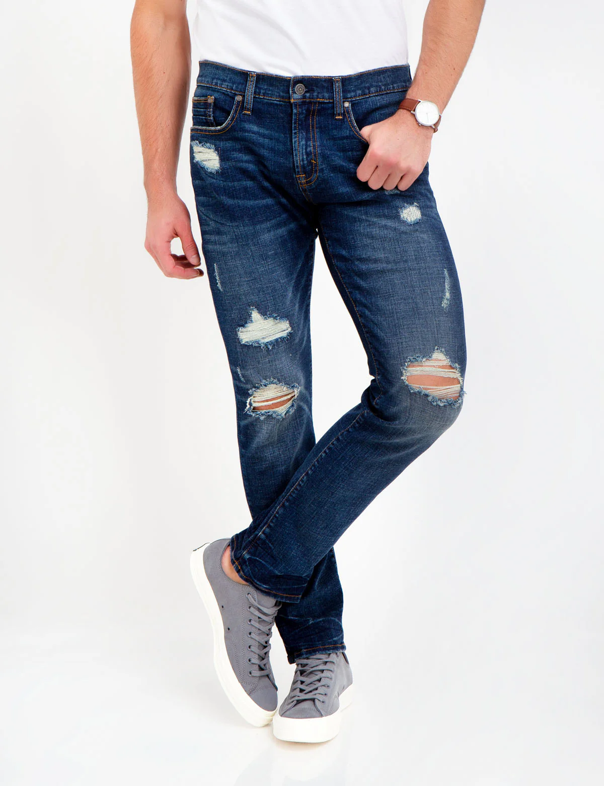 STRETCH SLIM HEAVY DESTRUCTED JEANS - Image 4