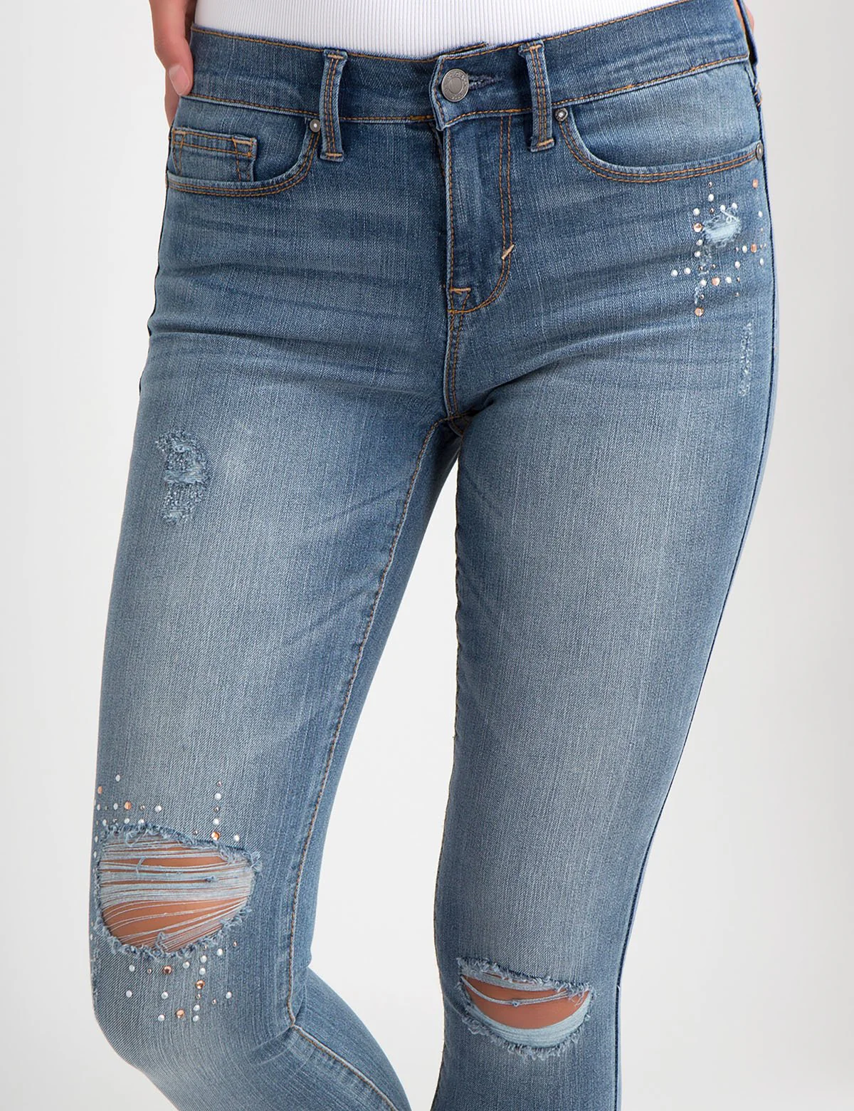 STRETCH SUPER SKINNY DESTRUCTION BLING JEAN - Image 10