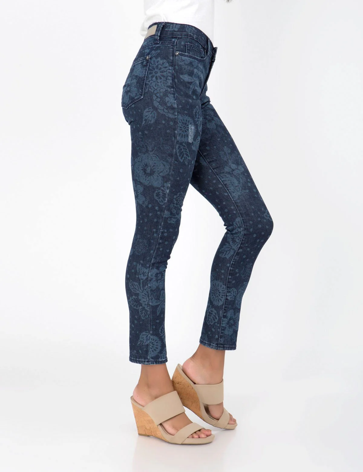STRETCH SUPER SKINNY FIT FLORAL JEANS - Image 2
