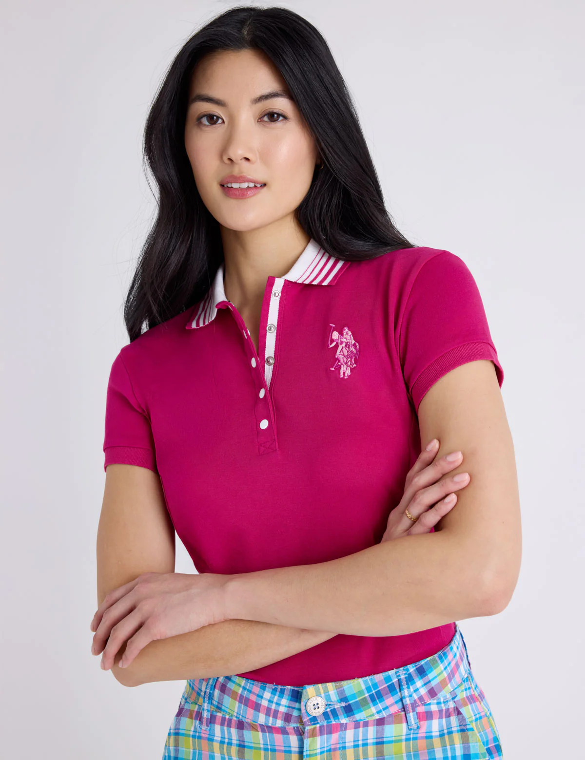 STRIPE COLLAR PIQUE POLO SHIRT