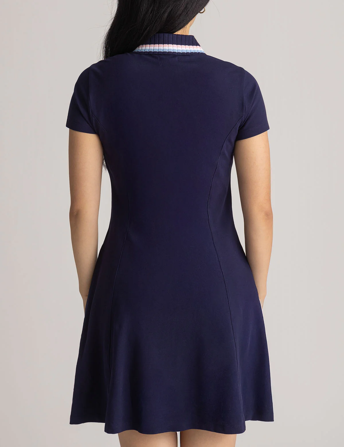 STRIPE COLLAR ZIP SWING POLO DRESS - Image 3