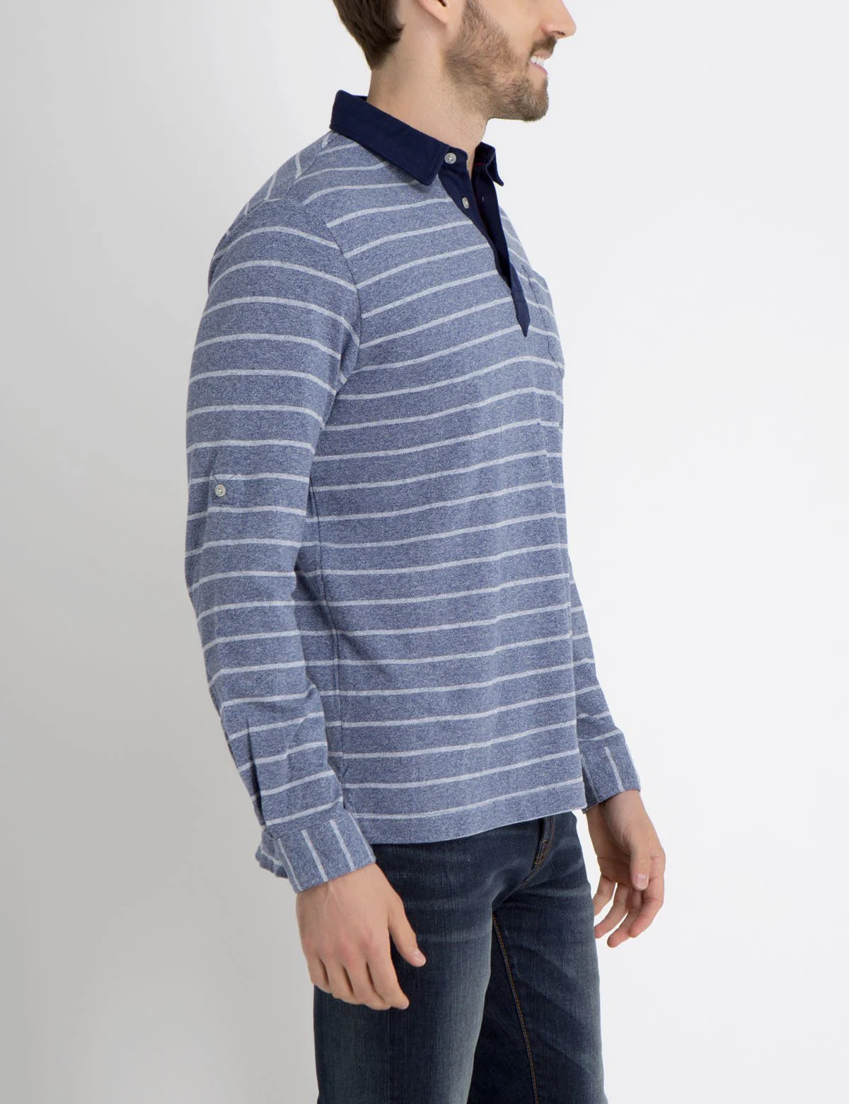 STRIPE COLLARED SHIRT WITH ROLL UP SLEEVES - Image 2