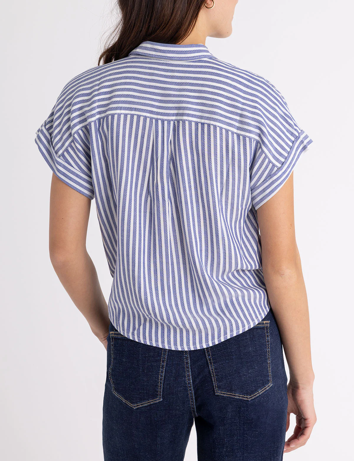 STRIPE DOLMAN TIE FRONT TEXTURED TOP - Image 5