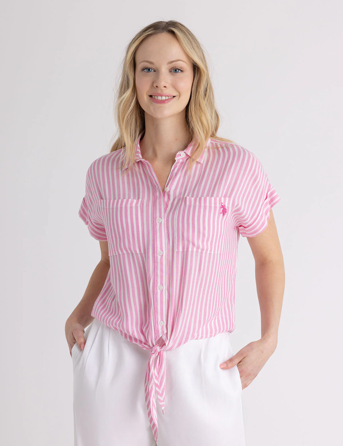 STRIPE DOLMAN TIE FRONT TEXTURED TOP - Image 6