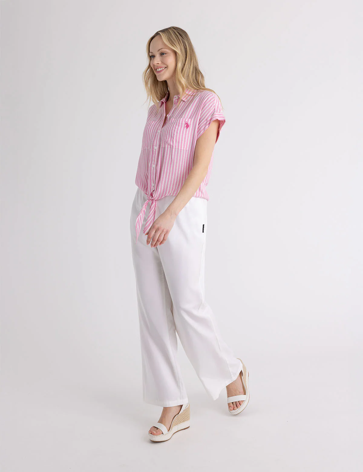 STRIPE DOLMAN TIE FRONT TEXTURED TOP - Image 8