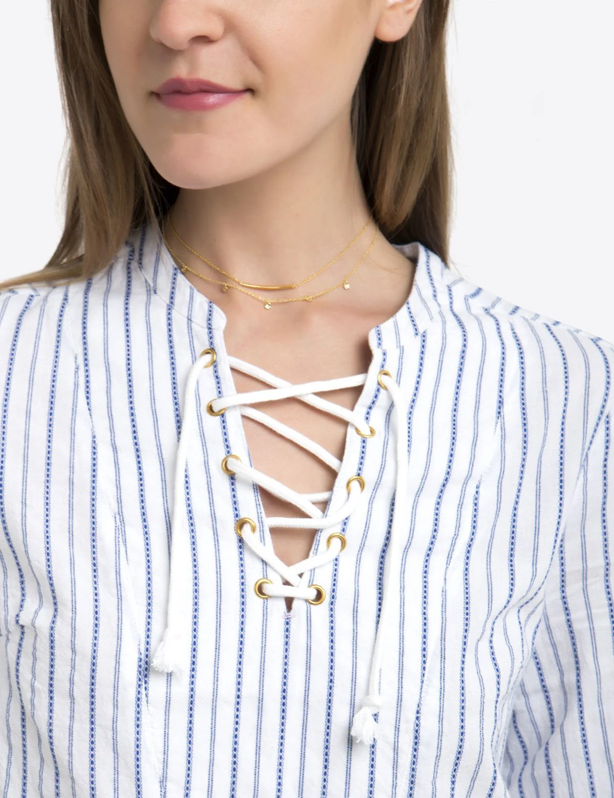 STRIPE LACE UP SHIRT - Image 3