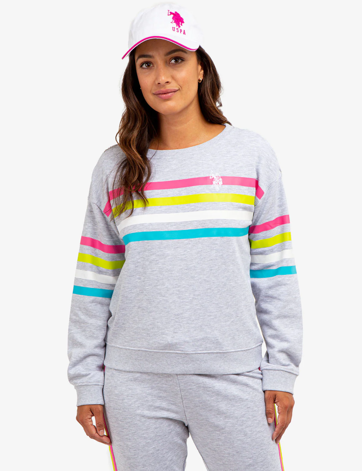 STRIPE LOGO CREW NECK SWEATSHIRT