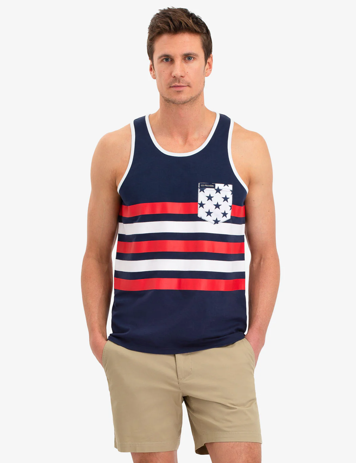 STRIPE PATCH POCKET TANK