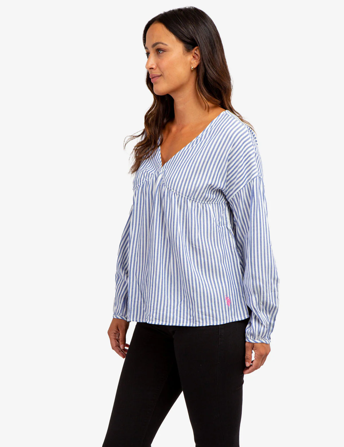 STRIPE POETIC V-NECK TOP - Image 3